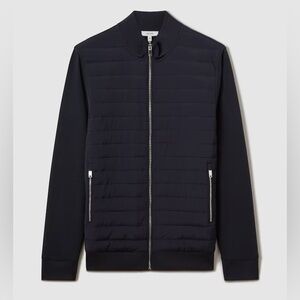 Reiss - Hybrid Quilt and Knit Jacket in Navy